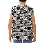 Black And White Cassette Tape Print Sleeveless Baseball Jersey