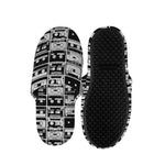 Black And White Cassette Tape Print Slippers