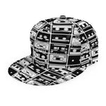 Black And White Cassette Tape Print Snapback Cap