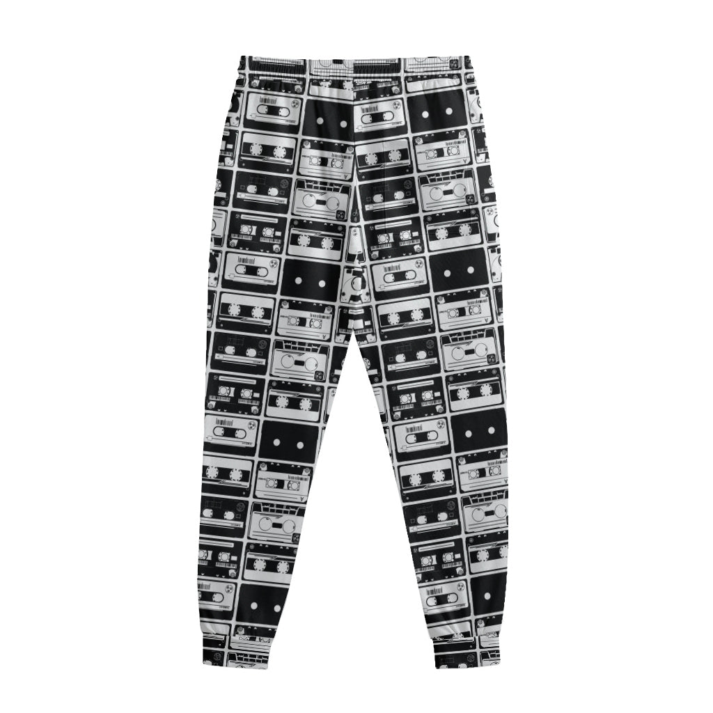 Black And White Cassette Tape Print Sweatpants