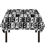 Black And White Cassette Tape Print Tablecloth
