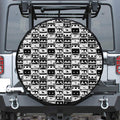 Black And White Cassette Tape Print Tire Cover