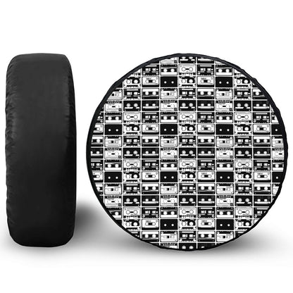 Black And White Cassette Tape Print Tire Cover