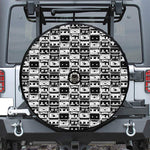 Black And White Cassette Tape Print Tire Cover With Camera Hole