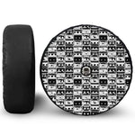 Black And White Cassette Tape Print Tire Cover With Camera Hole