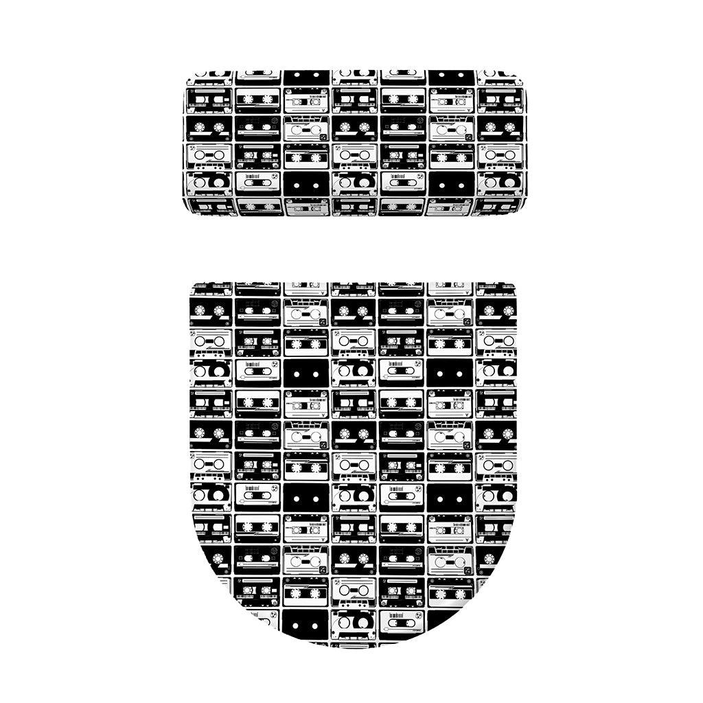 Black And White Cassette Tape Print Toilet Lid And Tank Cover Set
