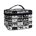 Black And White Cassette Tape Print Travel Makeup Bag