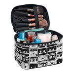 Black And White Cassette Tape Print Travel Makeup Bag