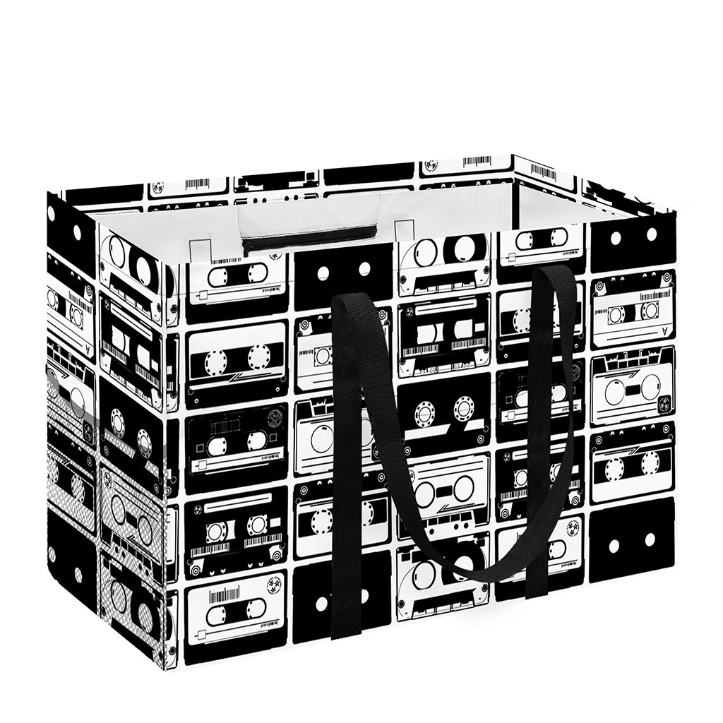 Black And White Cassette Tape Print Utility Tote Bag