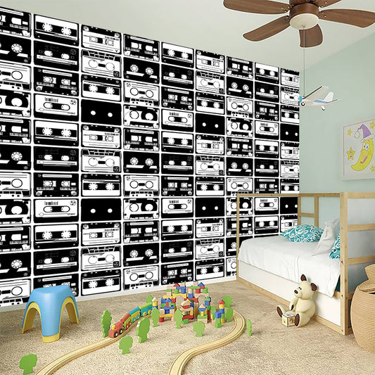 Black And White Cassette Tape Print Wall Sticker