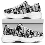 Black And White Cassette Tape Print White Chunky Shoes