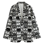 Black And White Cassette Tape Print Women's Blazer