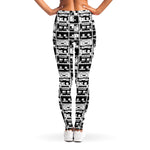 Black And White Cassette Tape Print Women's Leggings