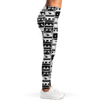 Black And White Cassette Tape Print Women's Leggings