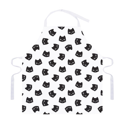 Black And White Cat Pattern Print Adjustable Apron