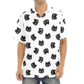 Black And White Cat Pattern Print Aloha Shirt