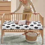 Black And White Cat Pattern Print Baby Crib Sheet