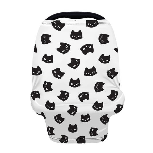 Black And White Cat Pattern Print Baby Seat Cover