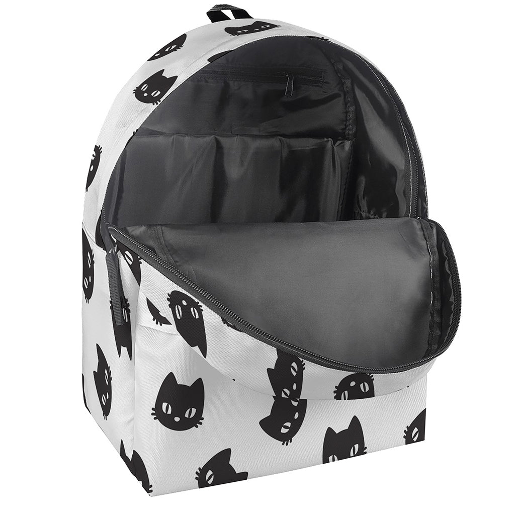 Black And White Cat Pattern Print Backpack