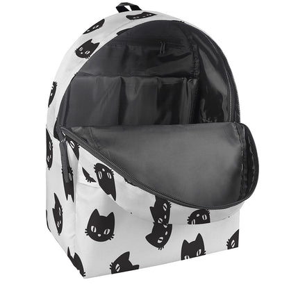 Black And White Cat Pattern Print Backpack