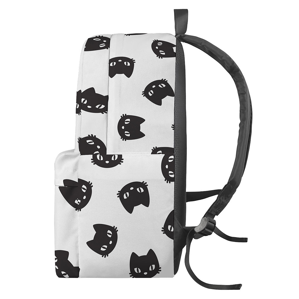 Black And White Cat Pattern Print Backpack