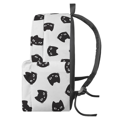 Black And White Cat Pattern Print Backpack