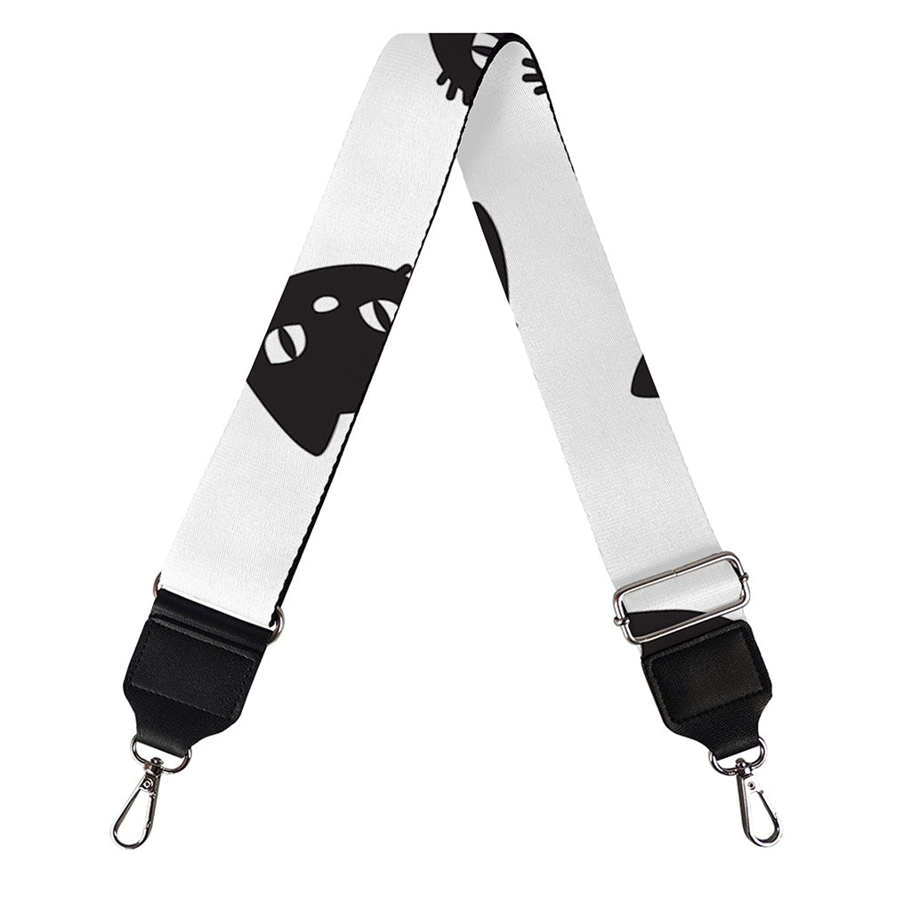 Black And White Cat Pattern Print Bag Strap