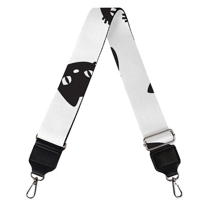 Black And White Cat Pattern Print Bag Strap
