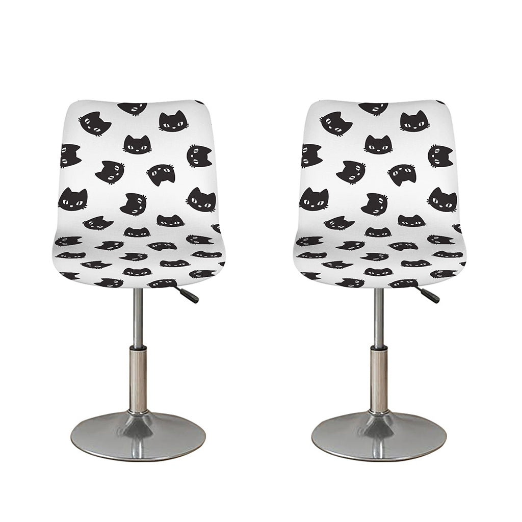 Black And White Cat Pattern Print Bar Stool Covers