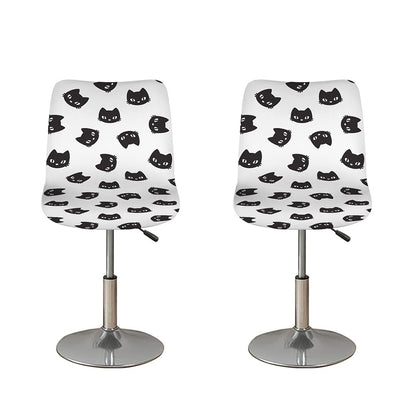 Black And White Cat Pattern Print Bar Stool Covers