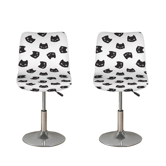 Black And White Cat Pattern Print Bar Stool Covers