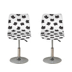 Black And White Cat Pattern Print Bar Stool Covers