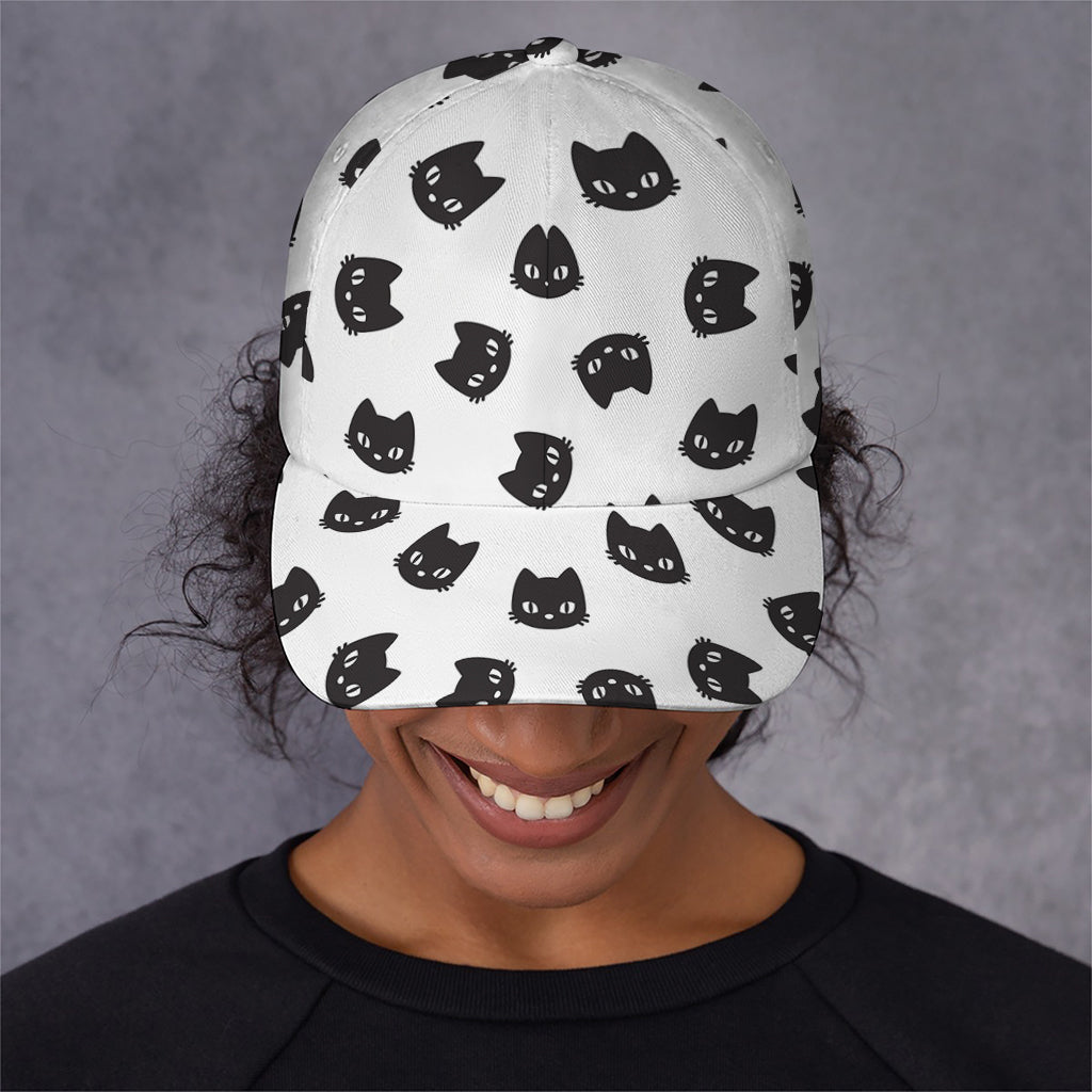 Black And White Cat Pattern Print Baseball Cap