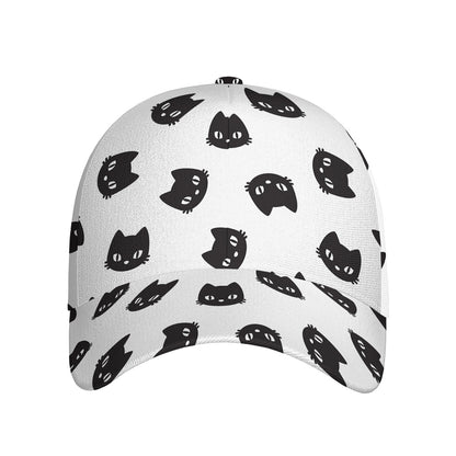 Black And White Cat Pattern Print Baseball Cap