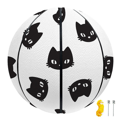 Black And White Cat Pattern Print Basketball