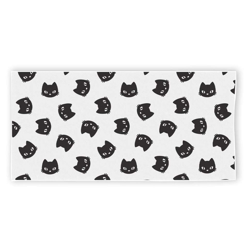 Black And White Cat Pattern Print Beach Towel