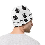 Black And White Cat Pattern Print Beanie