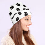 Black And White Cat Pattern Print Beanie