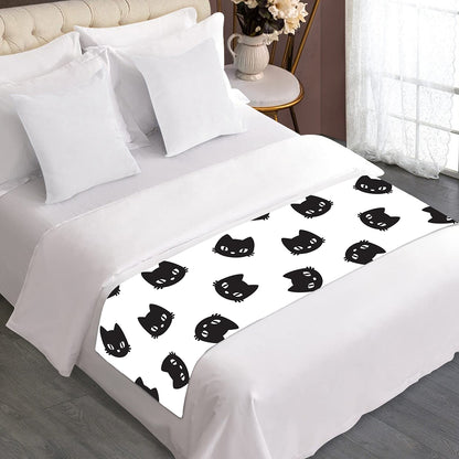 Black And White Cat Pattern Print Bed Runner
