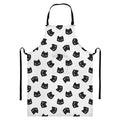Black And White Cat Pattern Print Bib Apron With Pocket