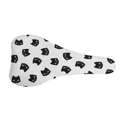 Black And White Cat Pattern Print Bicycle Seat Cover