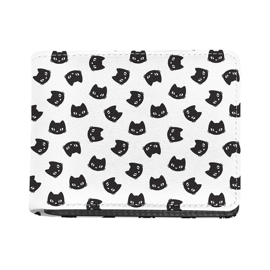 Black And White Cat Pattern Print Bifold Wallet