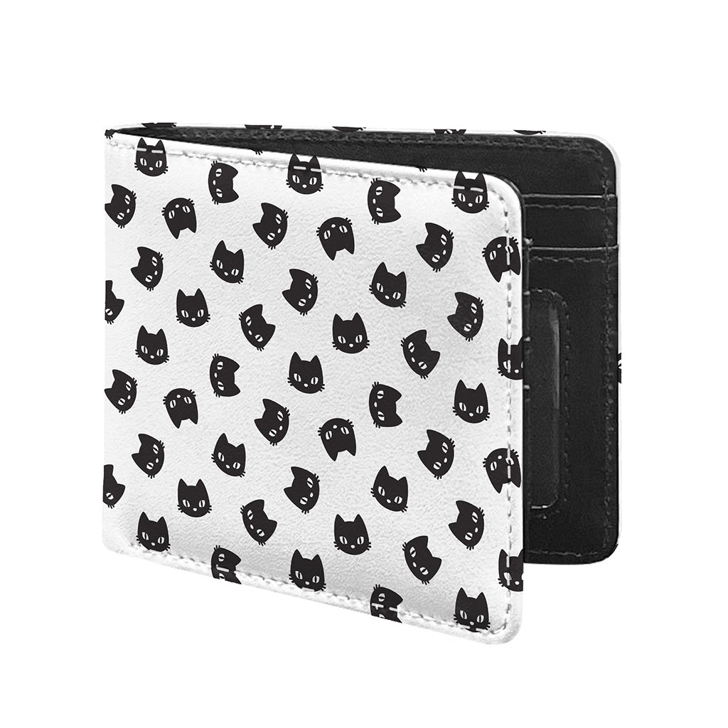 Black And White Cat Pattern Print Bifold Wallet