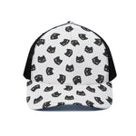 Black And White Cat Pattern Print Black Mesh Trucker Cap