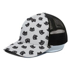 Black And White Cat Pattern Print Black Mesh Trucker Cap