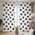 Black And White Cat Pattern Print Dimout Pencil Pleat Curtains