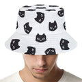 Black And White Cat Pattern Print Bucket Hat