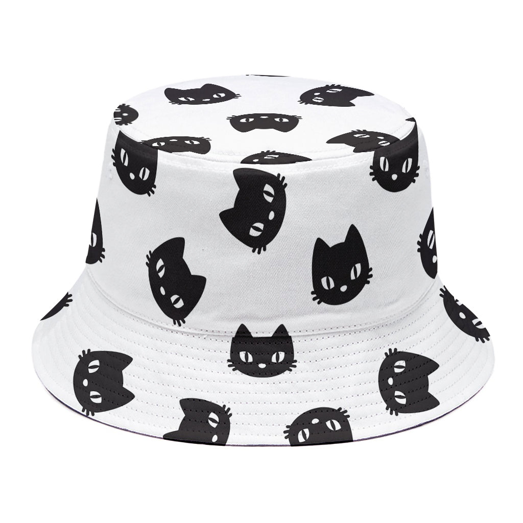 Black And White Cat Pattern Print Bucket Hat