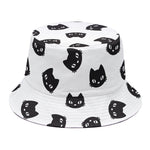 Black And White Cat Pattern Print Bucket Hat