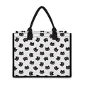 Black And White Cat Pattern Print Canvas Tote Bag